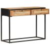 Console Table 39.4"x13.8"x29.5" Rough Mango Wood & Natural Cane