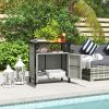 Outdoor Pool Towel Storage Cabinet with Shelf & PE Rattan – Weather-Resistant Pool Valet