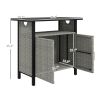 Outdoor Pool Towel Storage Cabinet with Shelf & PE Rattan – Weather-Resistant Pool Valet