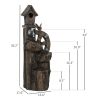 2-in-1 Outdoor Water Fountain with Birdhouse – LED Resin Garden Waterfall