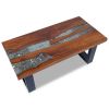 Multicolor Solid Teak & Mango Wood Coffee Table with Resin Inlay