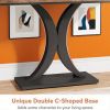 Modern Industrial Console Table with Curved Edge and Geometric Base