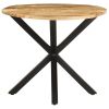 Round Side Table Natural Wood – Solid Mango Wood with Black Powder-Coated Iron Legs