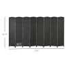 8-Panel Folding Room Divider Screen 5.6 Ft Tall – Black Privacy Partition