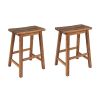 Farmhouse Rustic 2-Piece Counter Height Wood Kitchen Dining Stools – Walnut