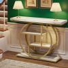 41.3" Modern Industrial Console Table with Gold Frame and 4-Tier Shelves