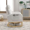 Welike 27.6" Modern High Back Rocking Chair – Teddy White with Side Pockets