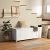 HOMCOM 39.4" Storage Chest with 2 Safety Hinges – Wooden White Blanket Box