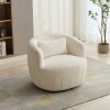 34.25" Wide Corduroy Swivel Barrel Chair with Pillow, Metal Base, 360° Rotation