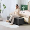 44" Gray Corduroy Storage Ottoman Bench with Lid and Steel Legs