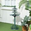 Bird Bath Bowl, 3-in-1 Pedestal Birdbath with Feeder & Planter, Green