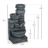 30" Outdoor Water Fountain with LED Lights – 4-Tier Resin