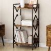 3-Tier Rustic Bookshelf – Small Space Metal & Wood Storage Shelf