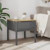 Grey Lamp Table – Solid Pine Wood Square Side Table with Storage Drawer