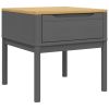 Grey Lamp Table – Solid Pine Wood Square Side Table with Storage Drawer