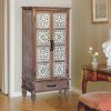 55" Tall Rustic Storage Cabinet with Drawer – Wood Pantry & Sideboard