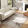 Machine Washable 4x6 Area Rug, Non-Slip Modern Abstract Carpet, Mixed-Brown