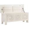 White Solid Acacia Wood TV Cabinet with Hand-Carved Design – Large Lowboard Storage