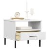White Bedside Table, Solid Pine Wood with Drawer and Shelf 19.7 x 19.7 x 17.7 in