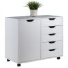 Winsome Wood Halifax 5-Drawer Storage Cabinet with Side Compartment – White