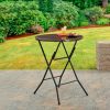 31" Round High-Top Folding Table – Walnut Finish