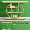 41.3" Modern Industrial Console Table with Gold Frame and 4-Tier Shelves