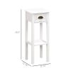 2-Tier Side Tables Set of 2 with Drawer and Shelf – White End Tables for Living Room & Hallway