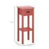 2-Tier Red End Tables Set of 2 with Drawer and Shelf – Slim Side Tables for Living Room or Hallway