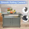 Outdoor Grill Cart with Storage Cabinet & Wheels – Metal BBQ Prep Table