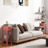 2-Tier Red End Tables Set of 2 with Drawer and Shelf – Slim Side Tables for Living Room or Hallway