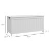 HOMCOM 39.4" Storage Chest with 2 Safety Hinges – Wooden White Blanket Box