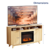Oak Fireplace TV Stand with 23" Electric Insert – Double Grid Doors & Gold Handles