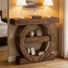 Farmhouse Console Table with 3-Tier Storage Shelves – Rustic Sofa Table for Entryway & Hallway