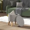 Round Storage Ottoman Stool – Linen Upholstered Footrest with Hidden Storage, Light Gray