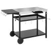 Outdoor Bar Cart Grill Table with Stainless Steel Top – Portable Folding Serving Cart