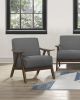 Modern Gray Fabric Accent Chair with Walnut Wood Frame