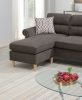 Tan Reversible Sectional Sofa with Chaise and Pillows – Nailhead Trim