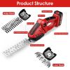 24V Cordless Handheld Grass Shear Hedge Trimmer with 90° Cutting Angle, 2 Replaceable Blades