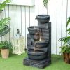 30" Outdoor Water Fountain with LED Lights – 4-Tier Resin