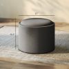 Round Storage Ottoman Coffee Table with Flip Top Tray – Linen Upholstered Footstool with Hidden Storage