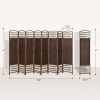 8-Panel Folding Room Divider – Woven Privacy Screen with Wood Frame (Brown)