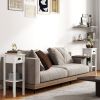 2-Tier Side Tables Set of 2 with Drawer and Shelf – White End Tables for Living Room & Hallway