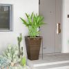 Set of 3 Tall Outdoor Planters, 28" Faux Wood Plastic Flower Pots with Drainage Holes
