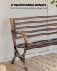 VEVOR Outdoor Bench, 50 inch, Carbon Steel Metal Frame with Slatted Pattern Backrest and Round Edge Armrests, Weatherproof Outside Bench for Patio