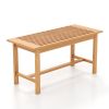 36" Patio Coffee Table Rectangular Teak Wood with Slatted Tabletop