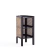 Manhattan Comfort Versailles Cane End Table – Black Frame with Natural Rattan Shelves