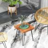 Square Reclaimed Teak Wood End Table with Metal Legs