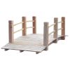 5 ft Wooden Garden Bridge with Railings – Arched Natural Fir Wood Backyard Footbridge
