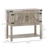 Farmhouse Double Door Coffee Bar Cabinet, Kitchen Storage with Bottom Shelf