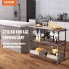 VEVOR 3-Tier Industrial Bar Cart – Rolling Serving Cart with Lockable Wheels, Wine & Glass Storage, 300 lbs Capacity